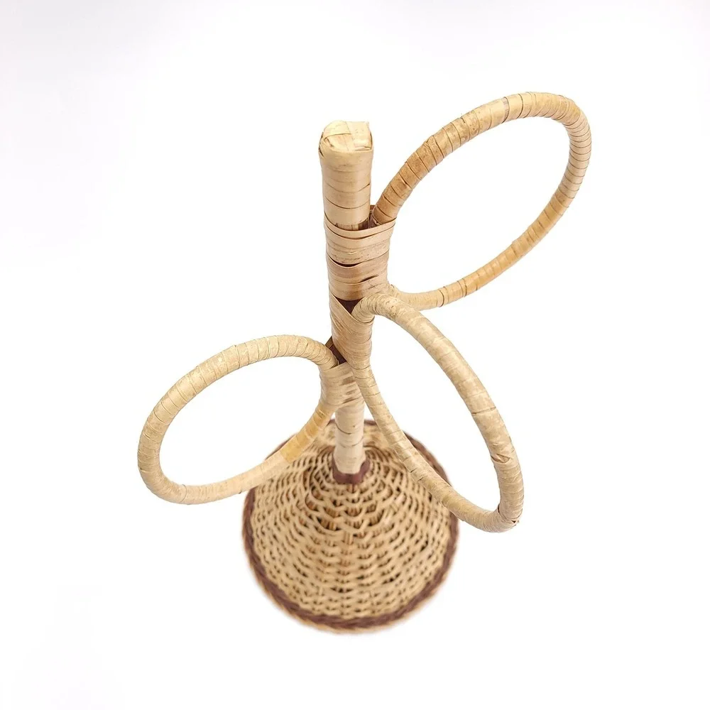 Vintage Boho Wicker‎ Rattan Bathroom Towel Rack Counter Top Holder Bamboo